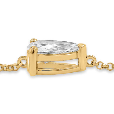 Pear Lab Created Diamond  Solitaire Chain Bracelet in Yellow Gold (MD250313)