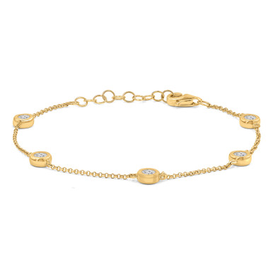 Round Lab Created Diamond  Diamonds by the Yard Chain Bracelet in Yellow Gold (MD250316)