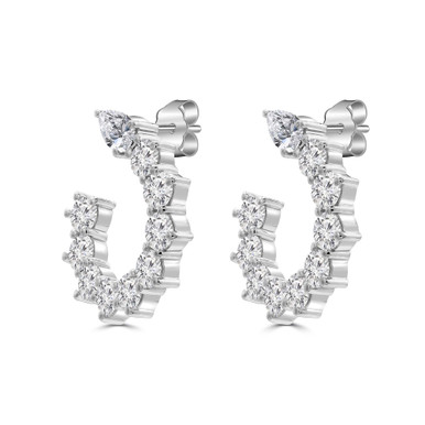 Pear Lab Created Diamond  Half Hoop Stud Earrings in White Gold (MD250307)