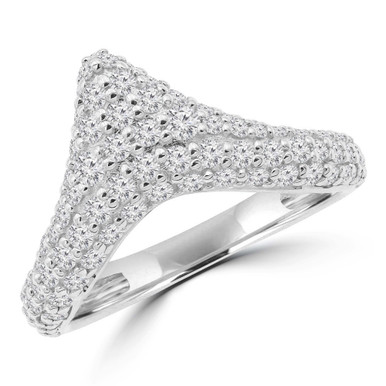 Round Lab Created Diamond  Pave Chevron Cocktail Ring in White Gold (MD250253)