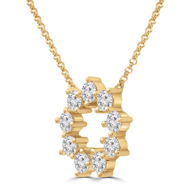 Round Lab Created Diamond Floral Circle Necklace in Yellow Gold (MD250394)
