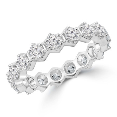 Round Lab Created Diamond  6-Prong Eternity Anniversary Wedding Band Ring in White Gold *Size 6.5 Only* (MD250247)