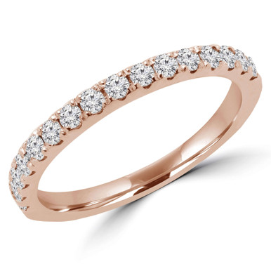Round Lab Created Diamond  Semi-Eternity Anniversary Wedding Band Ring in Rose Gold (MD250074)