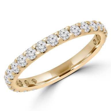 Round Diamond 3/4 Way Semi-Eternity Anniversary Wedding Band Ring in Yellow Gold (MD230047)