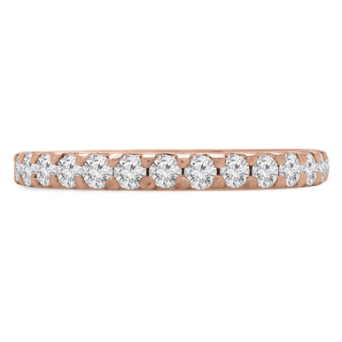 Round Lab Created Diamond  3/4 Way Shared-prong Semi-Eternity Anniversary Wedding Band Ring in Rose Gold (MD250218)