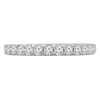Round Lab Created Diamond  3/4 Way Semi-Eternity Anniversary Wedding Band Ring in White Gold (MD250221)