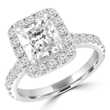 Radiant Diamond Radiant Halo Engagement Ring in White Gold with Accents (MD240132)