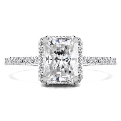 Radiant Diamond Claw Prongs Radiant Halo Engagement Ring in White Gold (MD220373)