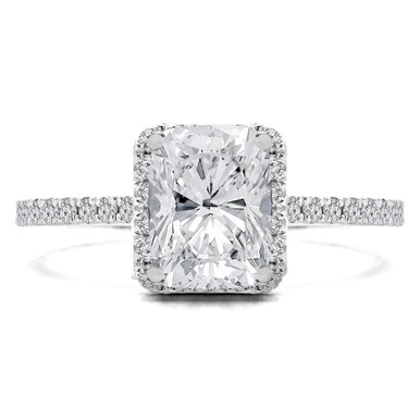 Cushion Diamond Claw Prongs Radiant Halo Engagement Ring in White Gold (MD220375)