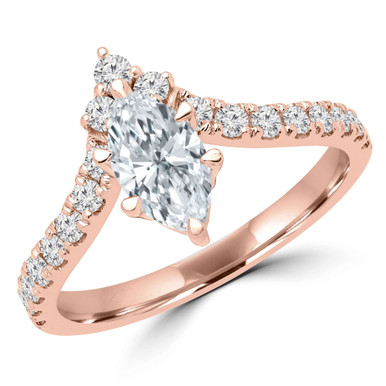 Marquise Diamond Tiara Solitaire with Accents Engagement Ring in Rose Gold (MD230005)