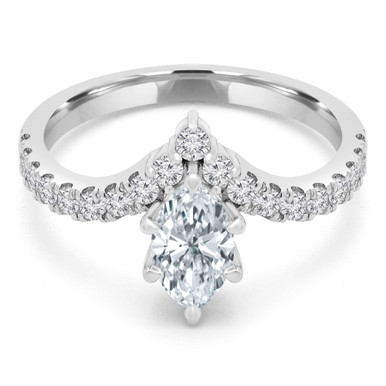 Marquise Diamond Tiara Solitaire with Accents Engagement Ring in White Gold (MD240155)