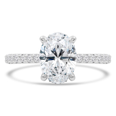 Oval Diamond Solitaire with Accents Engagement Ring in White Gold (MD210340)