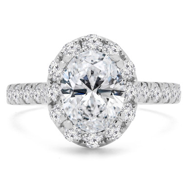 Oval Diamond Oval Halo Engagement Ring in White Gold with Accents (MD210092)