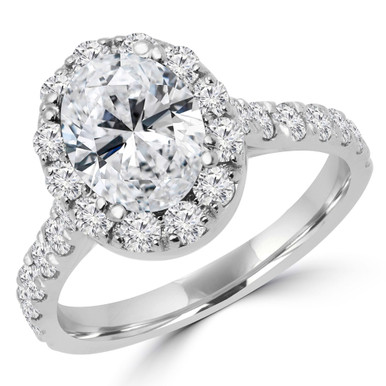 Oval Diamond Oval Halo Engagement Ring in White Gold with Accents (MD210092)