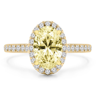 Oval Fancy Yellow Diamond Rollover Halo Engagement Ring in Yellow Gold with Accents (MD230004)