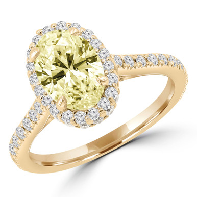 Oval Fancy Yellow Diamond Rollover Halo Engagement Ring in Yellow Gold with Accents (MD230004)