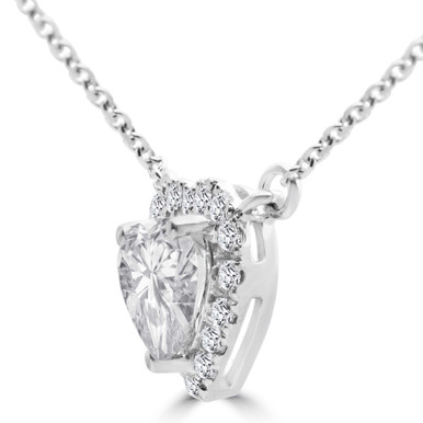 Heart Diamond Halo Heart Necklace in White Gold (MD240211)