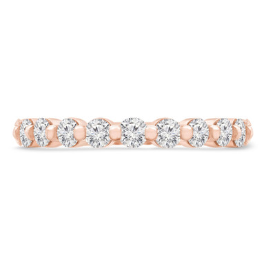 Round Lab Created Diamond  3/4 Way Shared Prong Semi-Eternity Anniversary Wedding Band Ring in Rose Gold (MD250058)