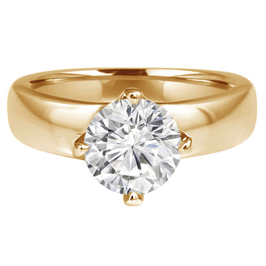 Round Lab Created Diamond 4-Prong Solitaire Engagement Ring in Yellow Gold (MD240063)