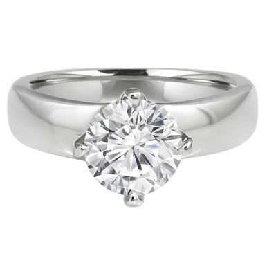 Round Lab Created Diamond 4-Prong Solitaire Engagement Ring in White Gold (MD240064)