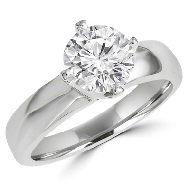 Round Lab Created Diamond 4-Prong Solitaire Engagement Ring in White Gold (MD240064)
