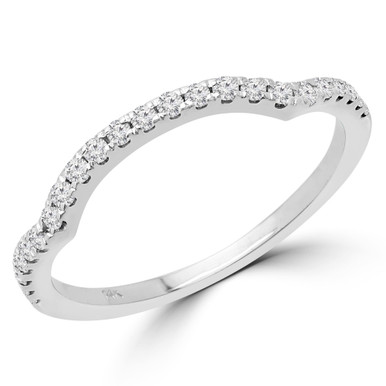 Round Diamond Semi-Eternity Wedding Band Ring in White Gold (MD190245)
