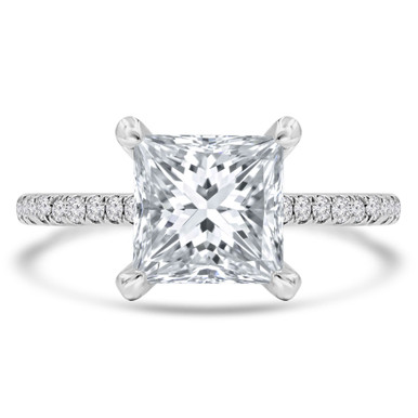 Princess Diamond Solitaire with Accents Engagement Ring in White Gold (MD210332)