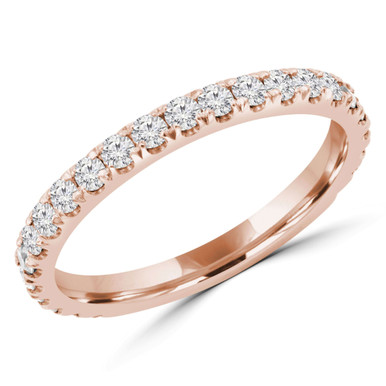 Round Lab Created Diamond  3/4 Way Semi-Eternity Anniversary Wedding Band Ring in Rose Gold (MD250045)