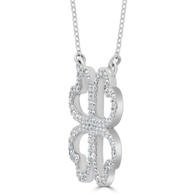Round Diamond Four-heart Clover Necklace in White Gold (MD210274)