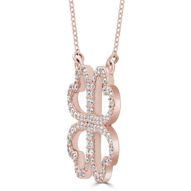 Round Diamond Four-heart Clover Necklace in Rose Gold (MD210278)