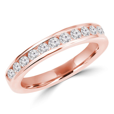 Round Diamond 3/4 Way Channel Set Semi-Eternity Anniversary Wedding Band Ring in Rose Gold (MD230302)