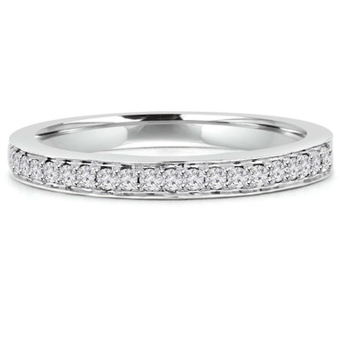Round Diamond Semi-Eternity Wedding Band Ring in White Gold (MD160098)