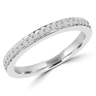 Round Diamond Semi-Eternity Wedding Band Ring in White Gold (MD160098)