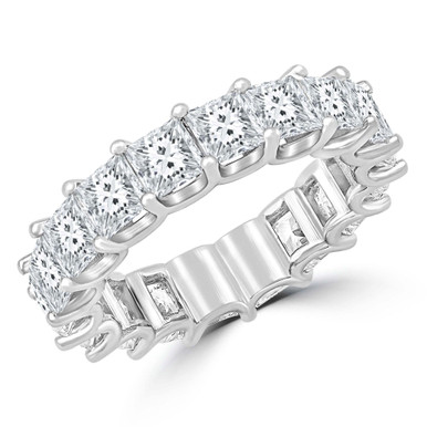 Emerald Lab Created Diamond  Full Eternity Anniversary Wedding Band Ring in White Gold *Size 6.5 Only* (MD240323)