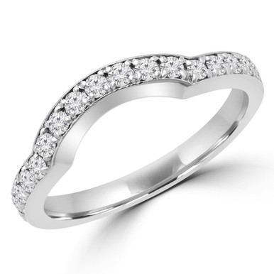 Round Diamond Semi-Eternity Wedding Band Ring in White Gold (MD190242)