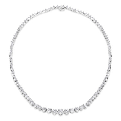 Round Diamond Graduated Tennis Necklace in White Gold (MD230244)