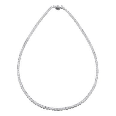 Round Lab Created Diamond  Tennis Necklace in White Gold (MD240329)