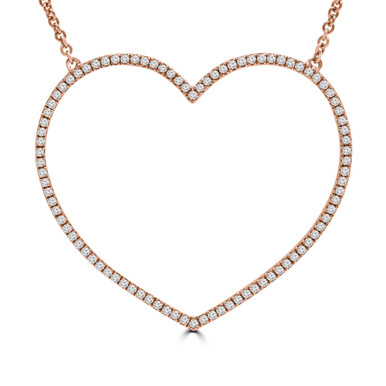 Round Diamond Heart Necklace in Rose Gold (MD190329)