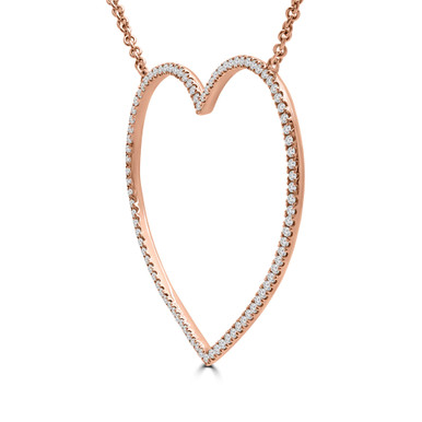 Round Diamond Heart Necklace in Rose Gold (MD190329)