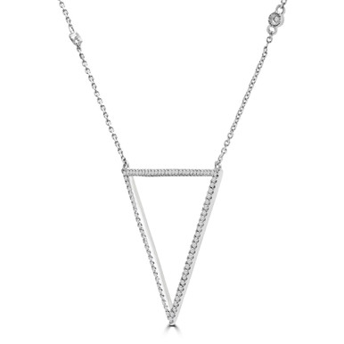 Round Diamond Triangular Necklace in White Gold (MD190328)