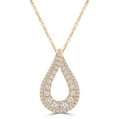 Round Diamond Teardrop Fancy Pendant Necklace in Yellow Gold (MD250332)