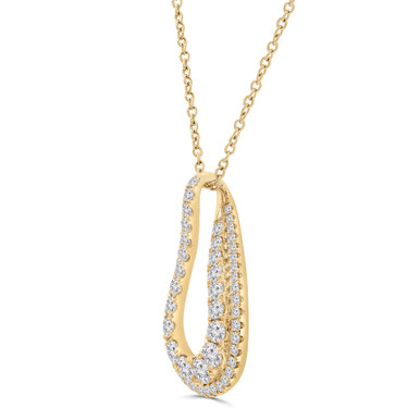 Round Diamond Teardrop Fancy Pendant Necklace in Yellow Gold (MD250332)