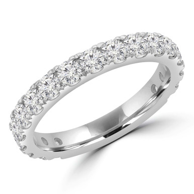 Round Lab Created Diamond  3/4 Way Semi-Eternity Anniversary Wedding Band Ring in White Gold (MD250057)