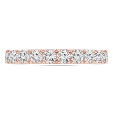Round Lab Created Diamond  3/4 Way Semi-Eternity Anniversary Wedding Band Ring in Rose Gold (MD250145)