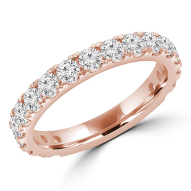 Round Lab Created Diamond  3/4 Way Semi-Eternity Anniversary Wedding Band Ring in Rose Gold (MD250145)