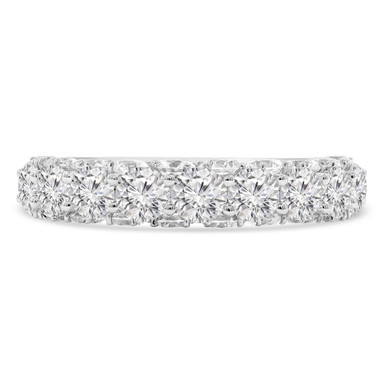 Round Diamond Shared Prong Semi-Eternity Anniversary Wedding Band Ring in White Gold with Accented Profile (MD250268)