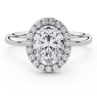 Oval Diamond 4-Prong Open Bridge Halo Engagement Ring in White Gold (MVSLG1593-W)