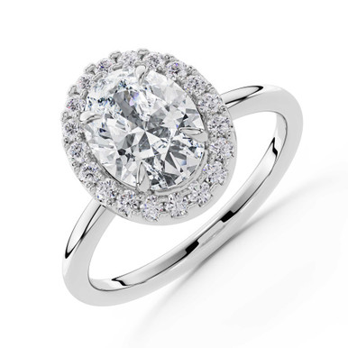 Oval Diamond 4-Prong Open Bridge Halo Engagement Ring in White Gold (MVSLG1593-W)