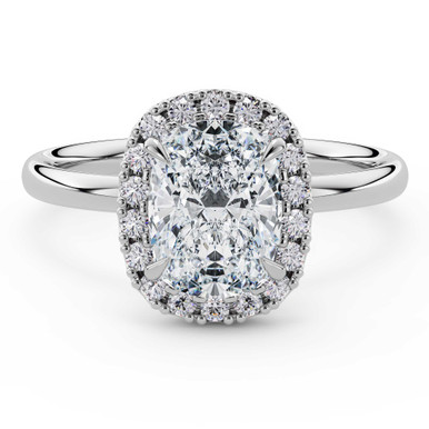 Cushion Diamond 4-Prong Open Bridge Halo Engagement Ring in White Gold (MVSLG1591-W)