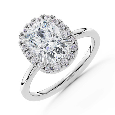 Cushion Diamond 4-Prong Open Bridge Halo Engagement Ring in White Gold (MVSLG1591-W)